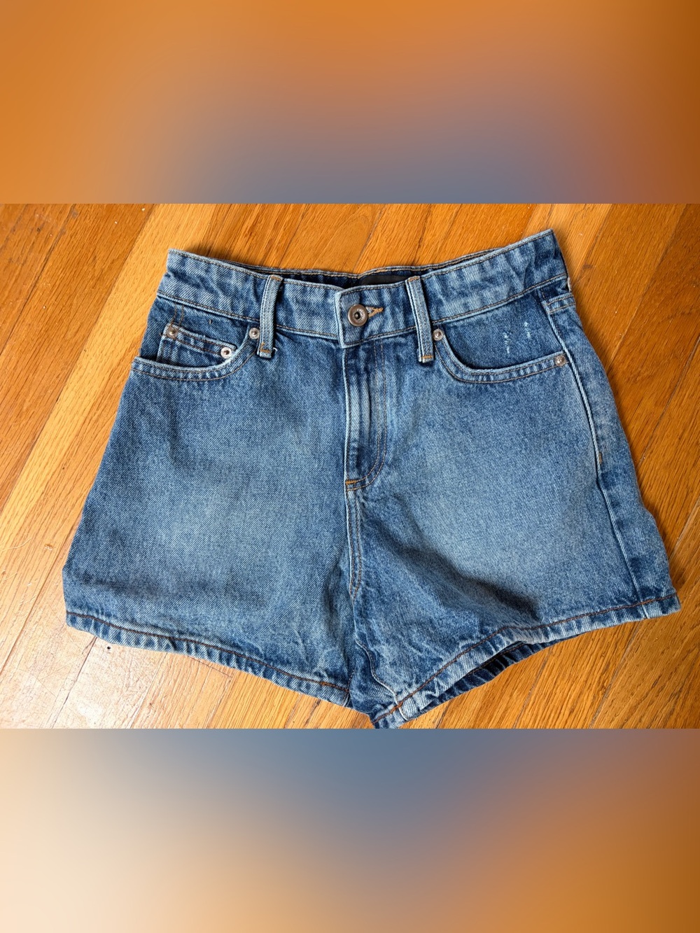 Zara High-Waist Blue Denim Shorts